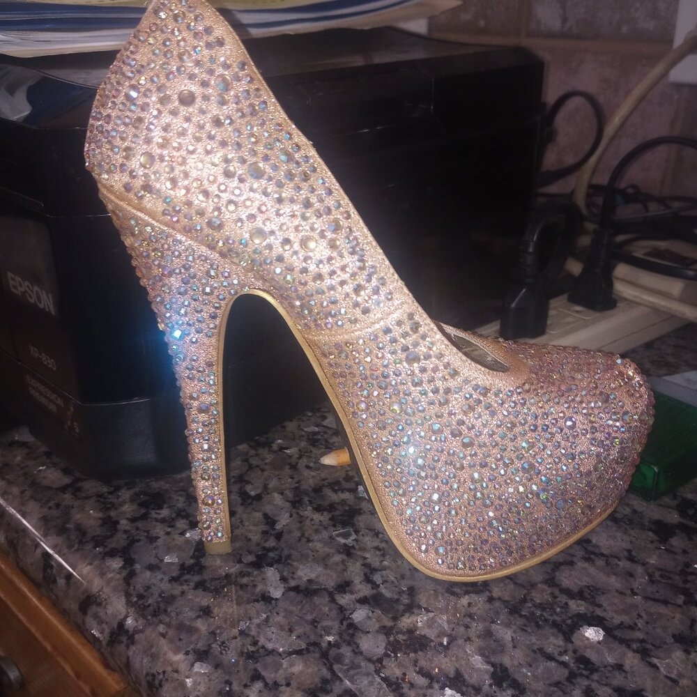 Mascotte Gold Rhinestone Stiletto Platform - Picture 5 of 5